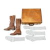 Image 2 : CANADIAN MILITARY STYLE BROWN LEATHER BOOTS WITH LEATHER SUITCASE, ETC. LOT