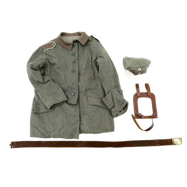 REPRODUCTION WWI GERMAN MILITARY TUNIC, CAP, BELT, ETC. LOT