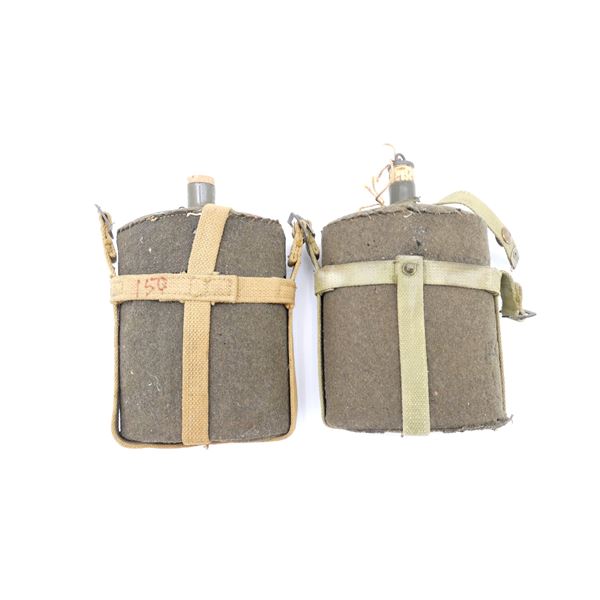 WWII ERA CANADIAN / BRITISH MILITARY CANTEENS WITH CANVAS CARRIER LOT