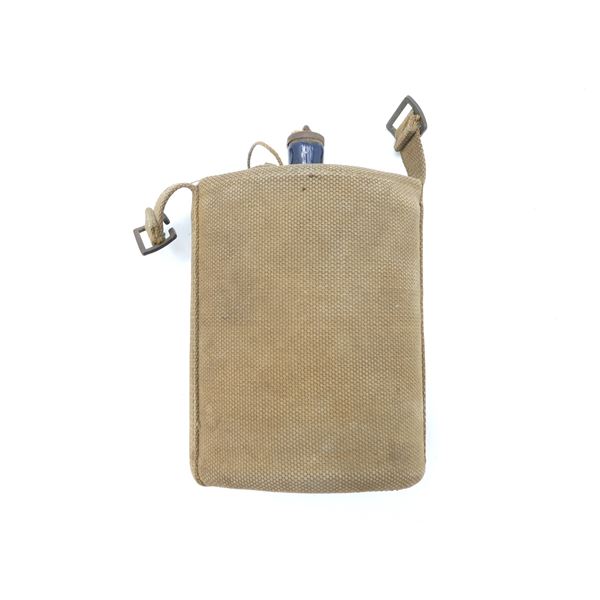 WWI / WWII CANADIAN / BRITISH MILITARY CANTEEN WITH CANVAS CARRIER