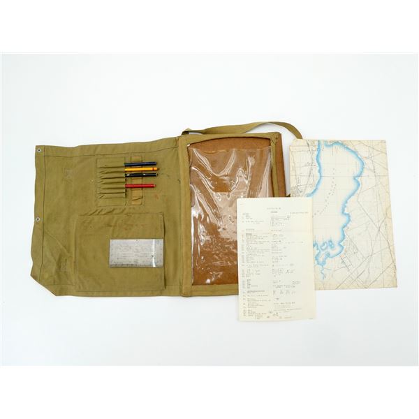 CANADIAN / BRITISH MILITARY STYLE MAP CASE WITH WWII ERA CANADIAN MAP / PAPERWORK, ETC. LOT