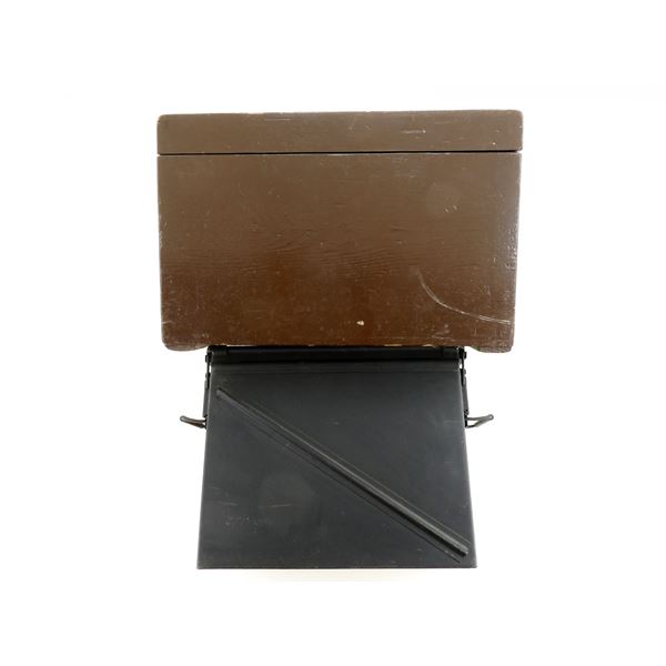LARGE METAL AMMO TIN AND SMALL WOODEN TRUNK LOT