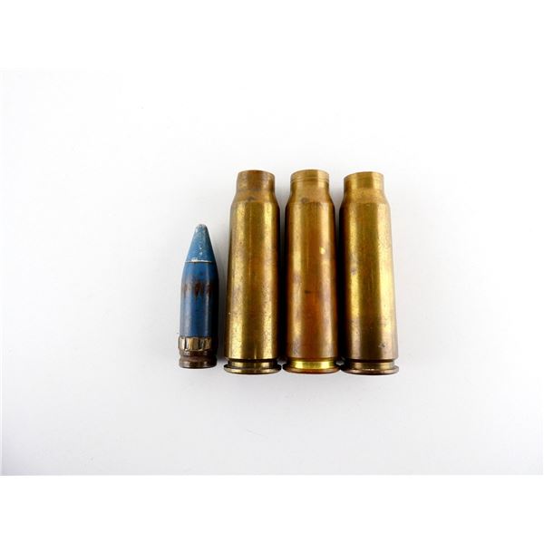 UNKNOWN MILITARY 20X102MM BRASS CASINGS WITH 20MM PROJECTILE INERT LOT
