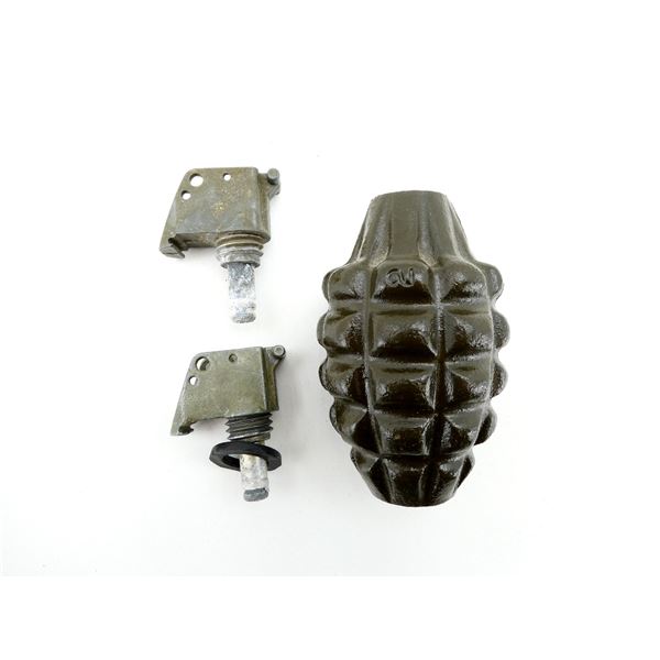 U.S. MILITARY PINEAPPLE GRENADE AND PARTS LOT