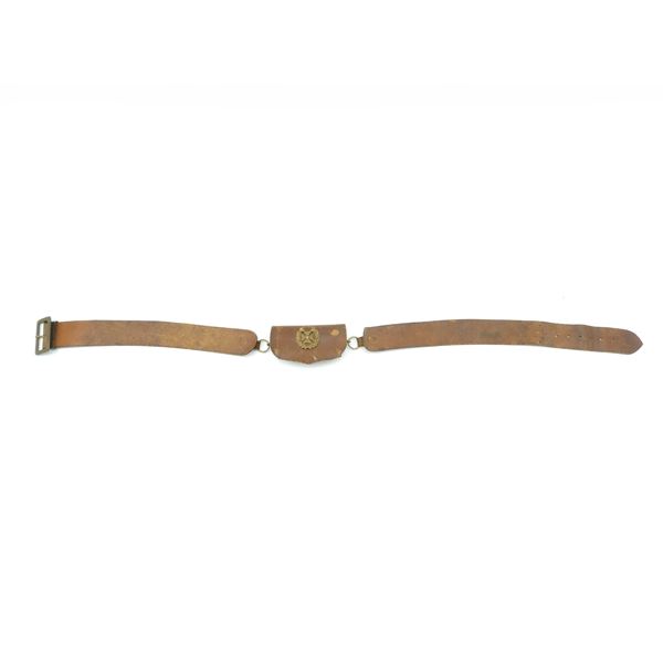 BRITISH CHURCH LADS BRIGADE LEATHER CROSS BODY BELT WITH POUCH