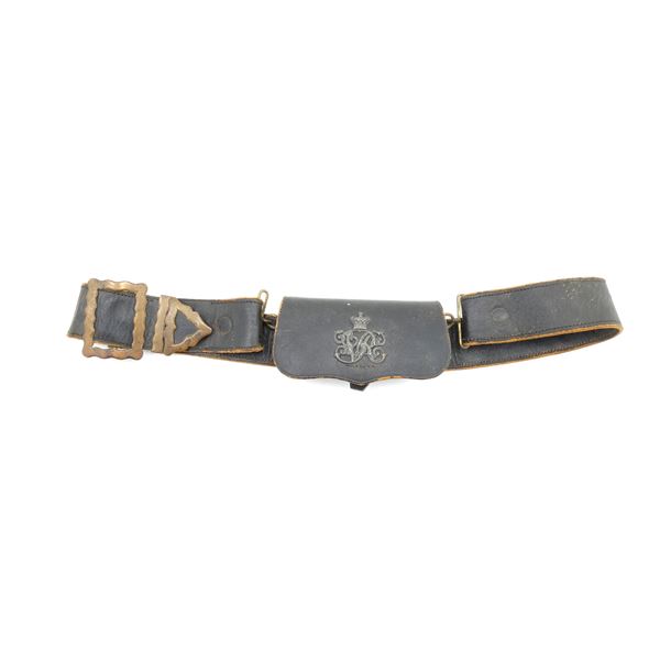 VICTORIAN ERA BRITISH LEATHER CROSS BODY BELT WITH POUCH