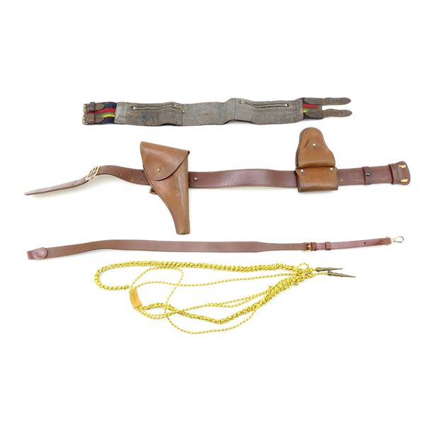 SAM BROWNE MILITARY STYLE BELT, HOLSTER, POUCH, ETC. LOT