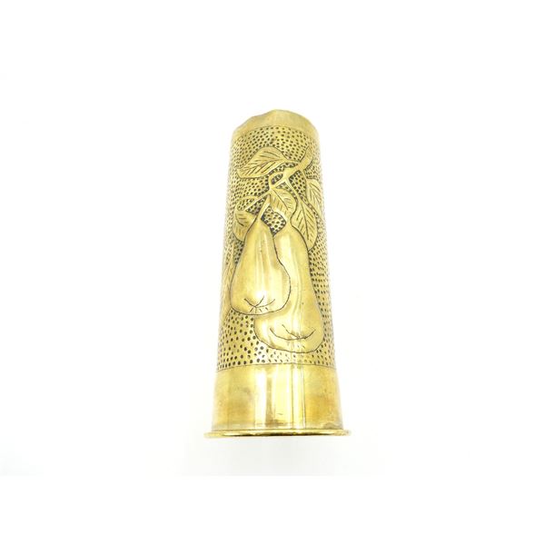 WWI GERMAN MILITARY 75MM SHELL CASING TRENCH ART VASE