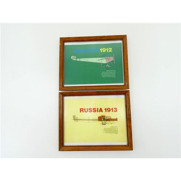 ASSORTED MILITARY PRE-WWI AIRCRAFT FRAMED PRINT LOT