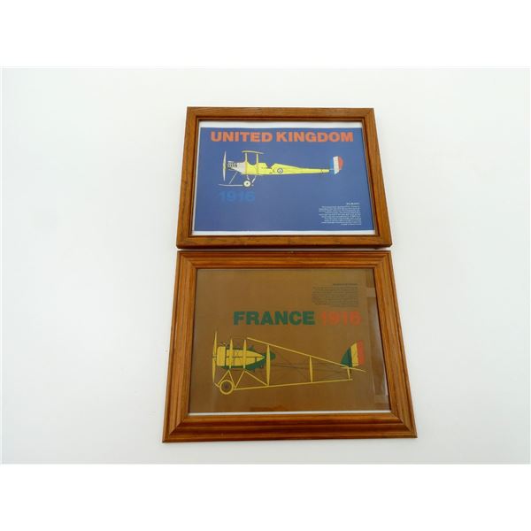 ASSORTED MILITARY WWI AIRCRAFT FRAMED PRINT LOT