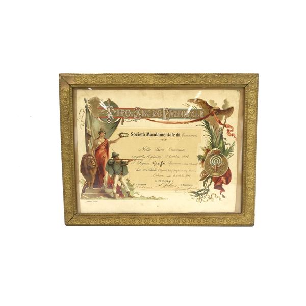 1909 ITALIAN FRAMED SHOOTING AWARD