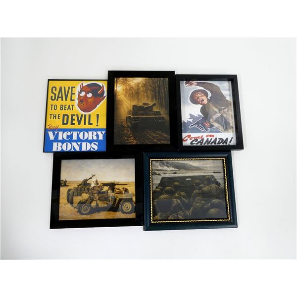 ASSORTED FRAMED REPRODUCTION VICTORY BOND POSTERS AND PRINTS LOT