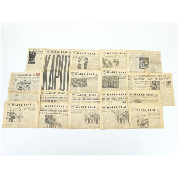 ASSORTED WWII / POST-WWII "THE MAPLE LEAF", ETC. NEWSPAPER LOT