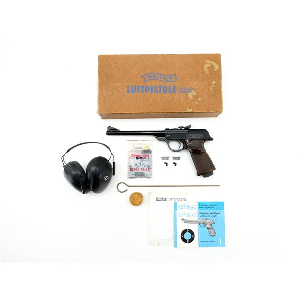 WALTHER LUFTPISTOLE MODEL 53 4.5MM PELLET PISTOL AND HEARING PROTECTION LOT