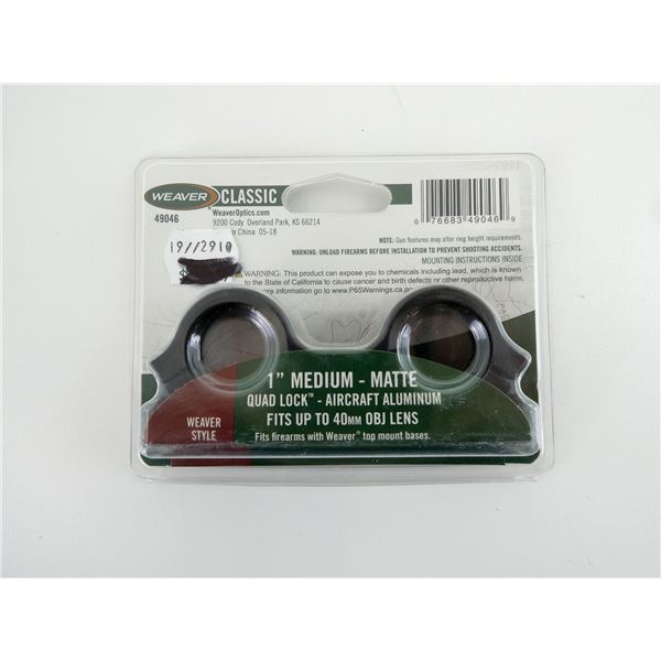 WEAVER CLASSIC 1" MATTE MEDIUM QUAD LOCK RINGS