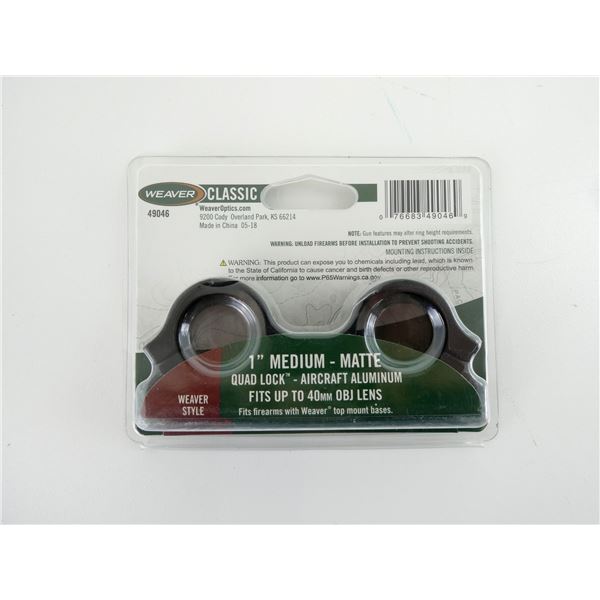 WEAVER CLASSIC 1" MATTE MEDIUM QUAD LOCK RINGS