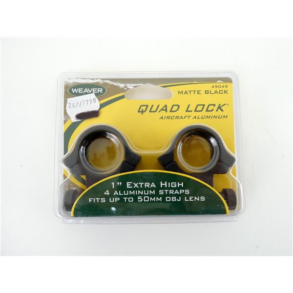 WEAVER 1" MATTE EXTRA HIGH QUAD LOCK RINGS