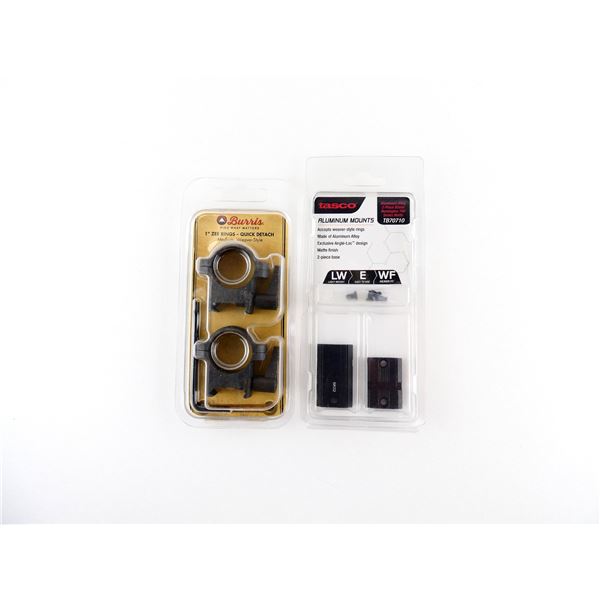 BURRIS 1" ZEE QUICK DETACH MEDIUM RINGS AND TASCO REMINGTON 700 2-PIECE BASE LOT