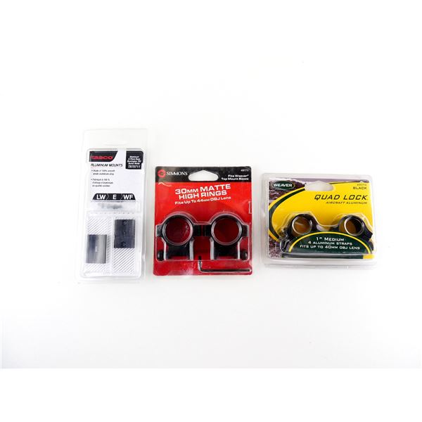 TASCO REMINGTON 783 2-PIECE BASE AND ASSORTED WEAVER / SIMMONS RINGS LOT
