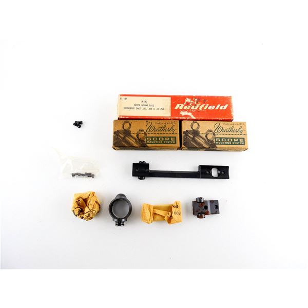 ASSORTED REDFIELD AND WEATHERBY SCOPE RINGS / BASES LOT
