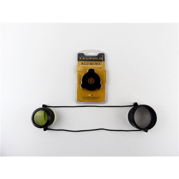 LEUPOLD ALUMINA VX-6 FLIP-BACK LENS COVER AND BIKINI-STYLE LENS COVER LOT