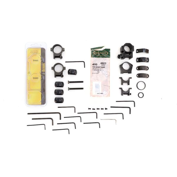 BURRIS 1" HIGH SIGNATURE ZEE RINGS AND ASSORTED SCOPE PARTS LOT