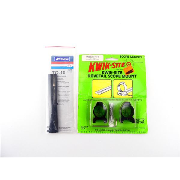WEAVER TO-10 MOUNT AND KWIK-SITE 1" SCOPE RINGS LOT