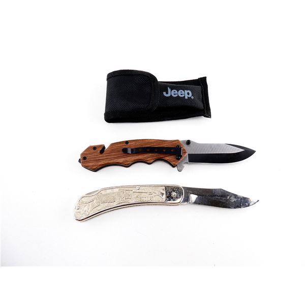 HAWK AND JEEP FOLDING KNIVES LOT