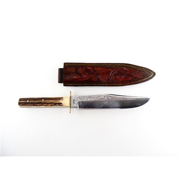 BUFFALO BRAND ENGRAVED BOWIE KNIFE