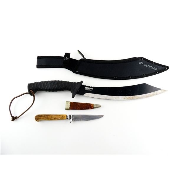 SCHRADE DECIMATE PARANG KNIFE AND UNKNOWN KNIFE LOT