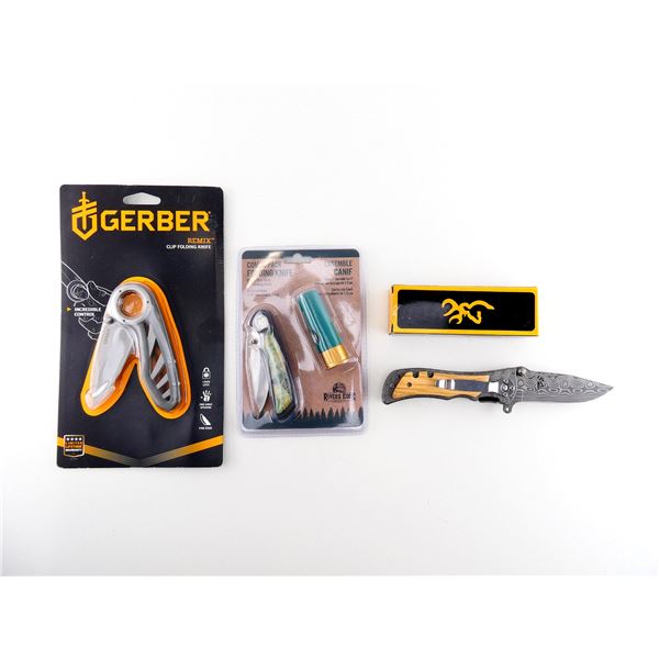 GERBER / RIVERS EDGE / BROWNING FOLDING KNIVES LOT