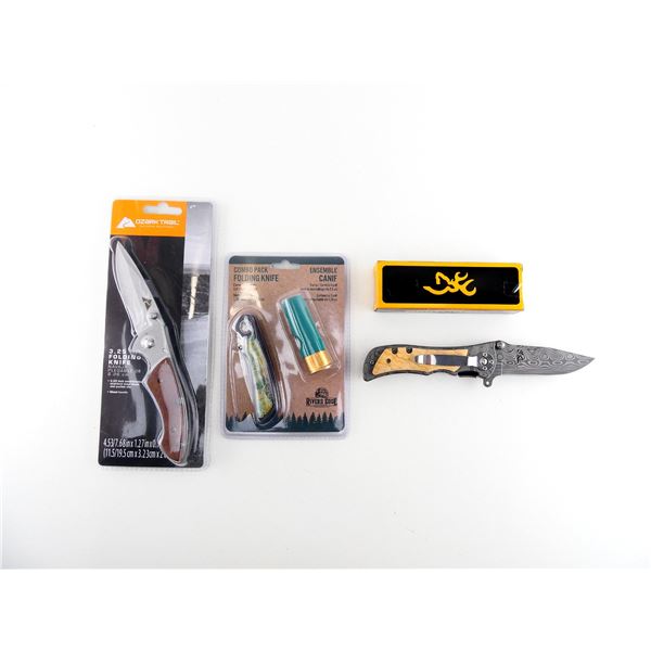 OZARK TRAIL / RIVERS EDGE / BROWNING FOLDING KNIVES LOT