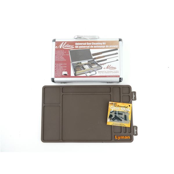 LYMAN THE ESSENTIAL GUN MAT AND MILANO UNIVERSAL GUN CLEANING KIT LOT