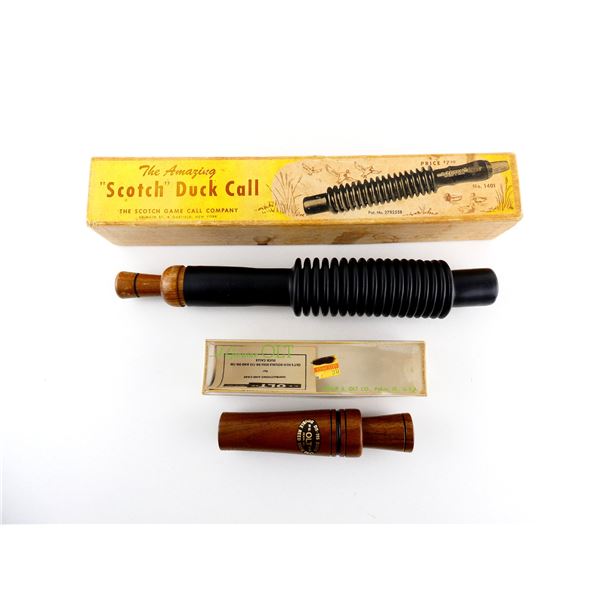 VINTAGE THE AMAZING "SCOTCH" DUCK CALL AND OLT DUCK CALL LOT