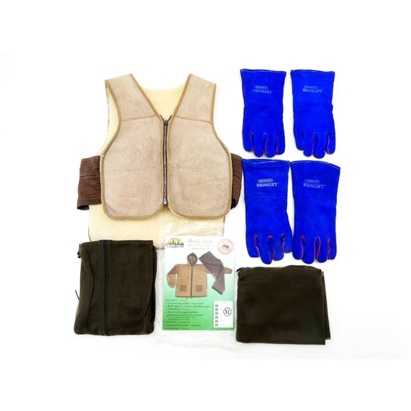 LAMB SKIN VEST / BUG SUIT / RONCO WRANGLER'S GLOVES LOT