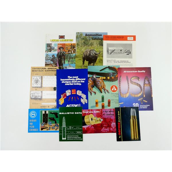 ASSORTED CARTRIDGE / AMMUNITION CATALOGUES AND BROCHURES LOT