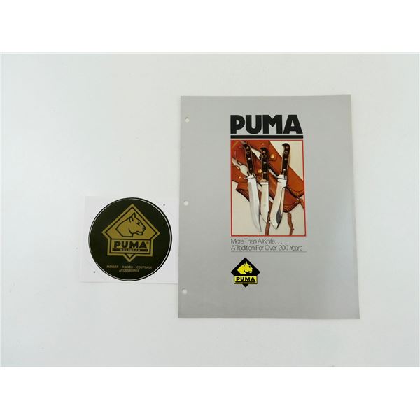 PUMA CATALOGUE AND WINDOW DECAL LOT