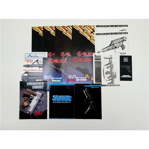 ASSORTED CALICO / GLOCK / SIG ARMS CATALOGUES AND PAMPHLETS LOT