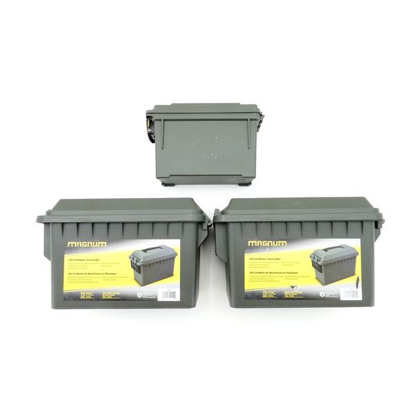 MAGNUM AND UNKNOWN DRY AMMO / STORAGE BOX LOT