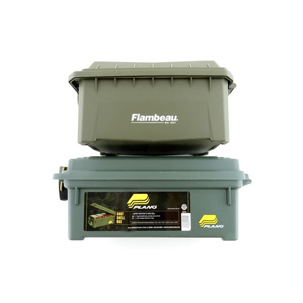 FLAMBEAU AND PLANO DRY AMMO / STORAGE BOX LOT