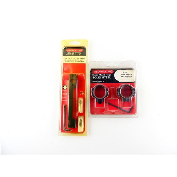 REDFIELD JR-ABLA BROWNING A-BOLT LA MOUNT WITH 30MM MEDIUM RINGS LOT
