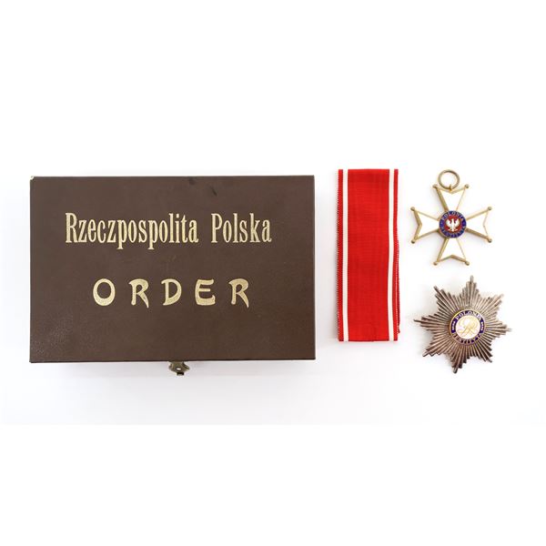 POLISH ORDER OF POLONIA RESTITUTA 2ND CLASS COMMANDER'S CROSS WITH STAR MEDAL LOT