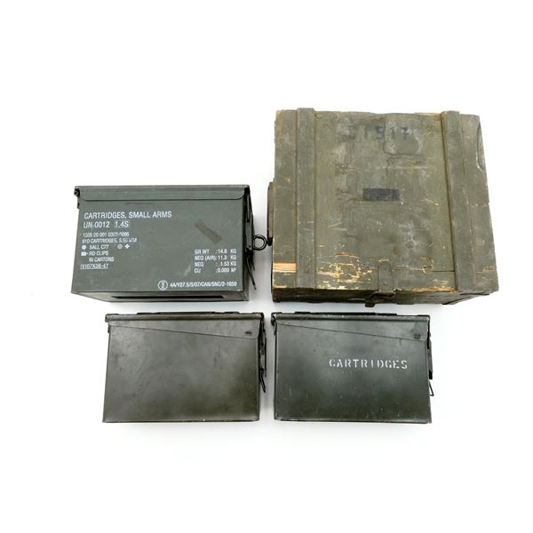 ASSORTED METAL AMMO TIN / WOODEN CRATE LOT