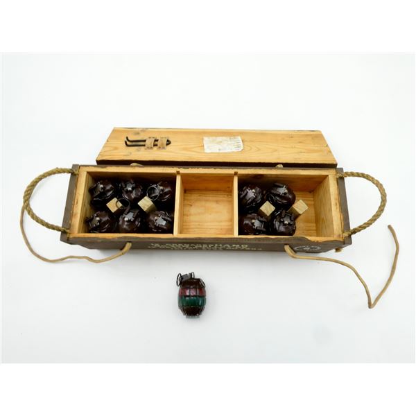 REPRODUCTION MILLS BOMB CRATE AND NO.36 MKI MILLS BOMB INERT LOT