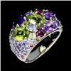 Image 1 : Natural Peridot Sapphire Tanzanite Ring