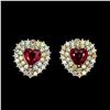 Image 1 : Natural Pigeon Blood Red Ruby Heart  Earrings