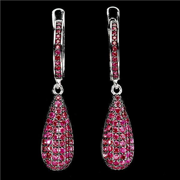 Natural Burma Red Ruby Earrings