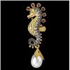 Image 1 : Natural Pearl & Burma Ruby SeaHorse Pendant