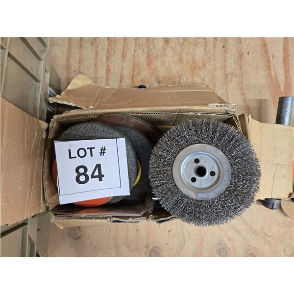 ASSORTED GRINDING WHEELS AND WIRE WHEEL