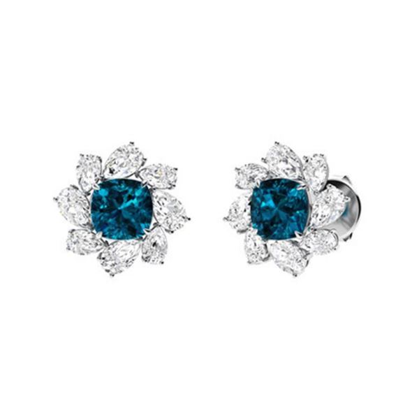 Gold Natural London Topaz Diamonds EarStuds